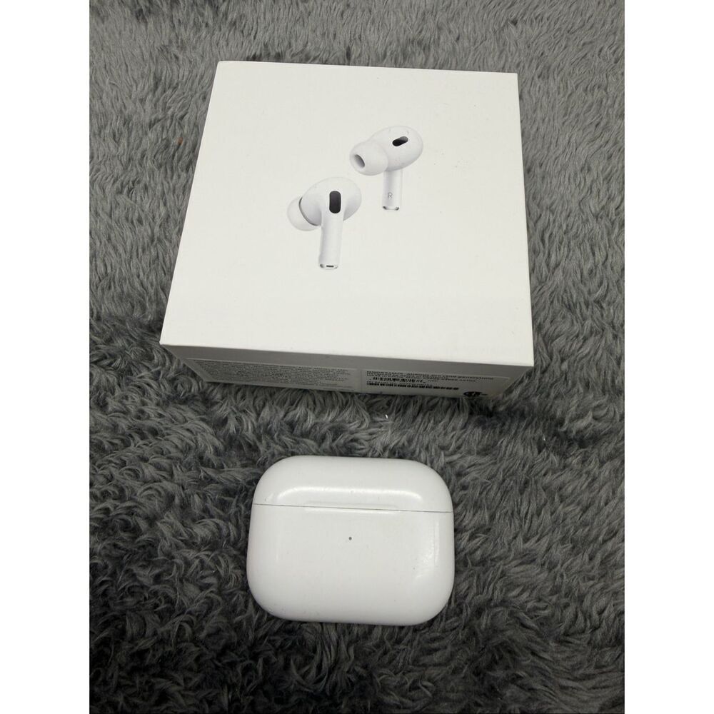 Apple AirPod Pros 2 in excellent shape! Comes with case, cable, packaging, extra